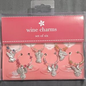 Vtg Target 2003 Angel Wine Glass Charms New In Box Colorful Holiday Party NOS